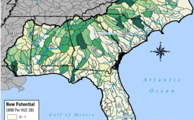Hydropower Potential from New Stream-Reach Development for South-Atlantic Gulf Region