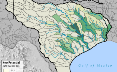 Hydropower Potential from New Stream-Reach Development for Texas-Gulf Region
