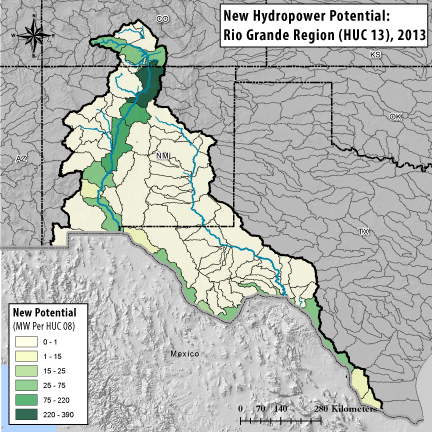 Hydropower Potential from New Stream-Reach Development for Rio Grande Region
