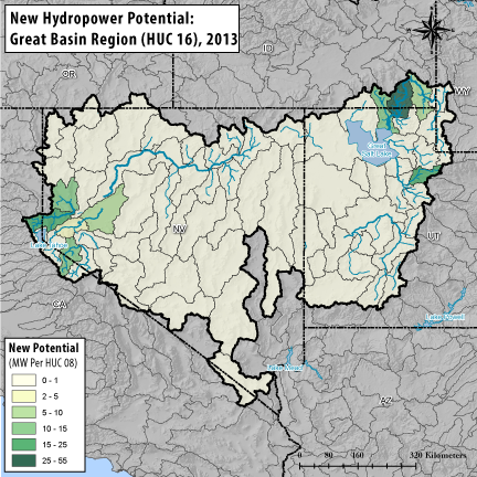 Hydropower Potential from New Stream-Reach Development for Great Basin Region