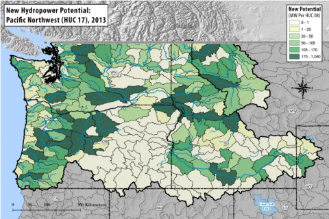 Hydropower Potential from New Stream-Reach Development for Pacific Northwest Region