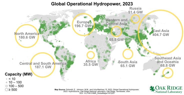 Map of Global Hydropower Operational Plants, 2023