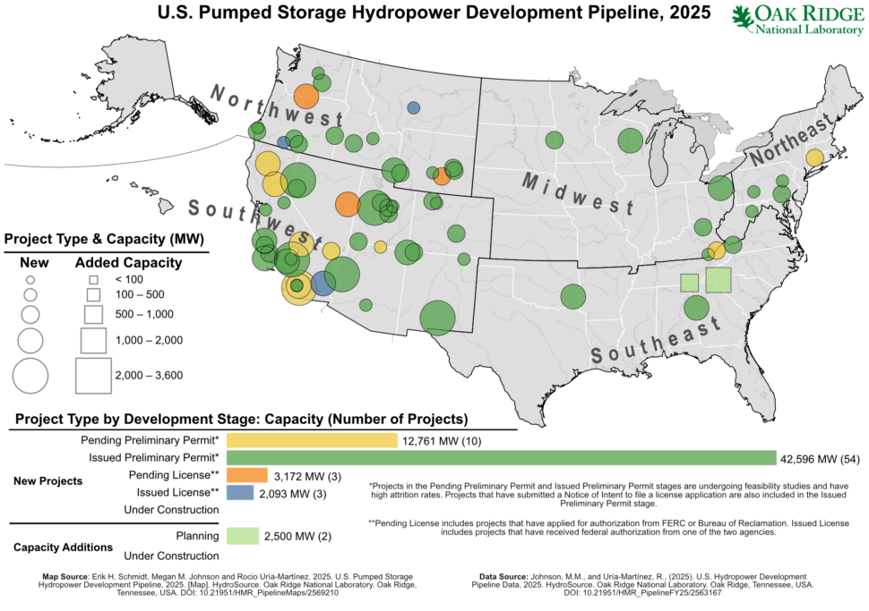 Featured image for Map of U.S. Pumped Storage Hydropower Development Pipeline, 2025