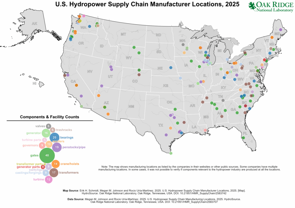 Featured image for Map of U.S. Hydropower Supply Chain Manufacturing Locations, 2025