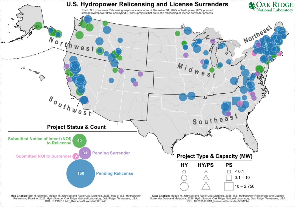 Featured image for Map of U.S. Hydropower Relicensing Pipeline, 2026